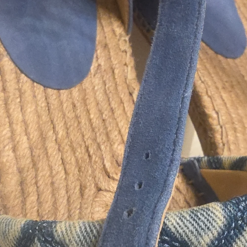 L'AGENCE Quilted Denim Blue Espadrille Ankle-Strap Sandal 8.5